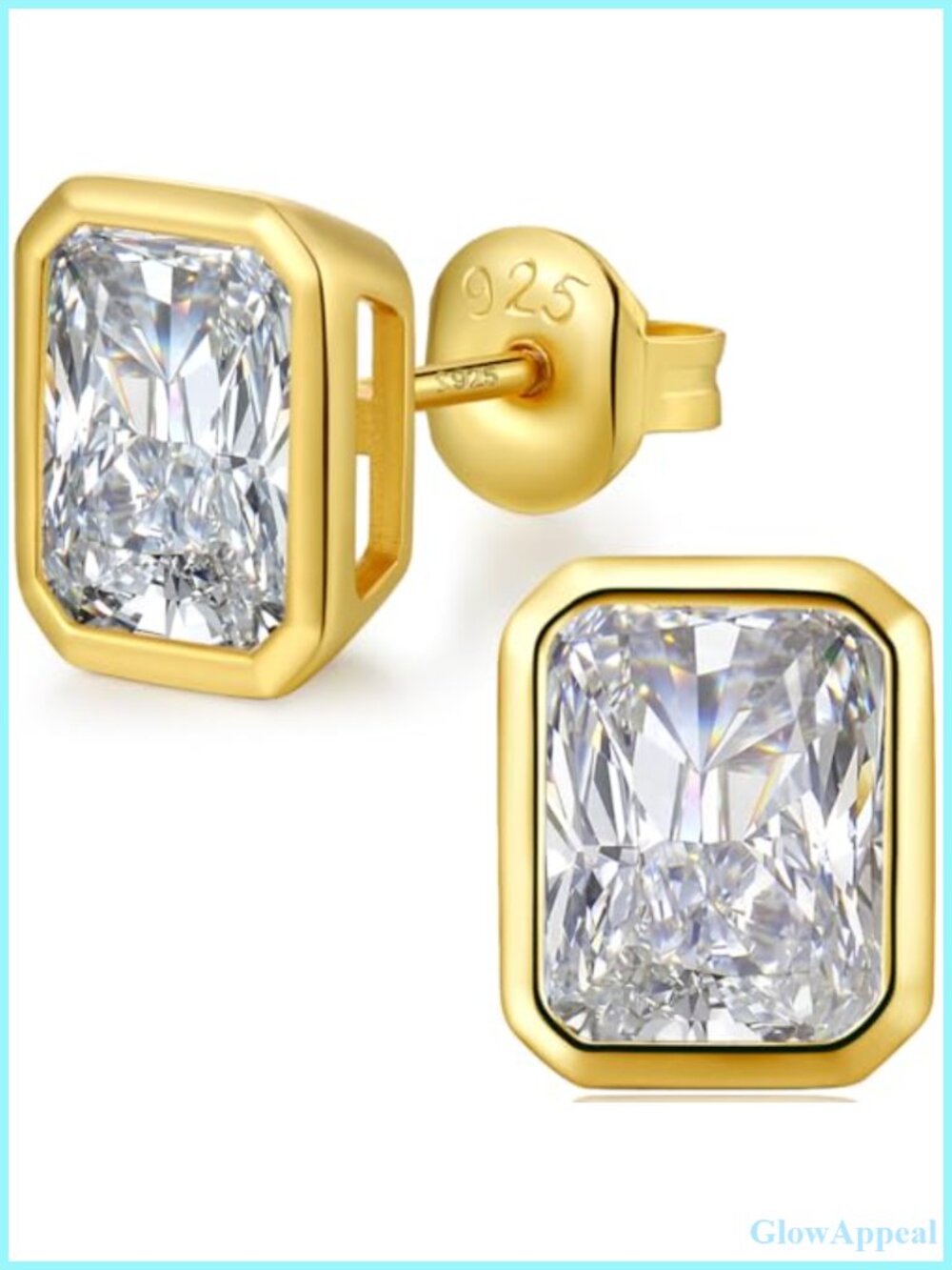 Sterling Silver Princess Cut Cubic Zirconia Stud Earrings 5mm-8mm